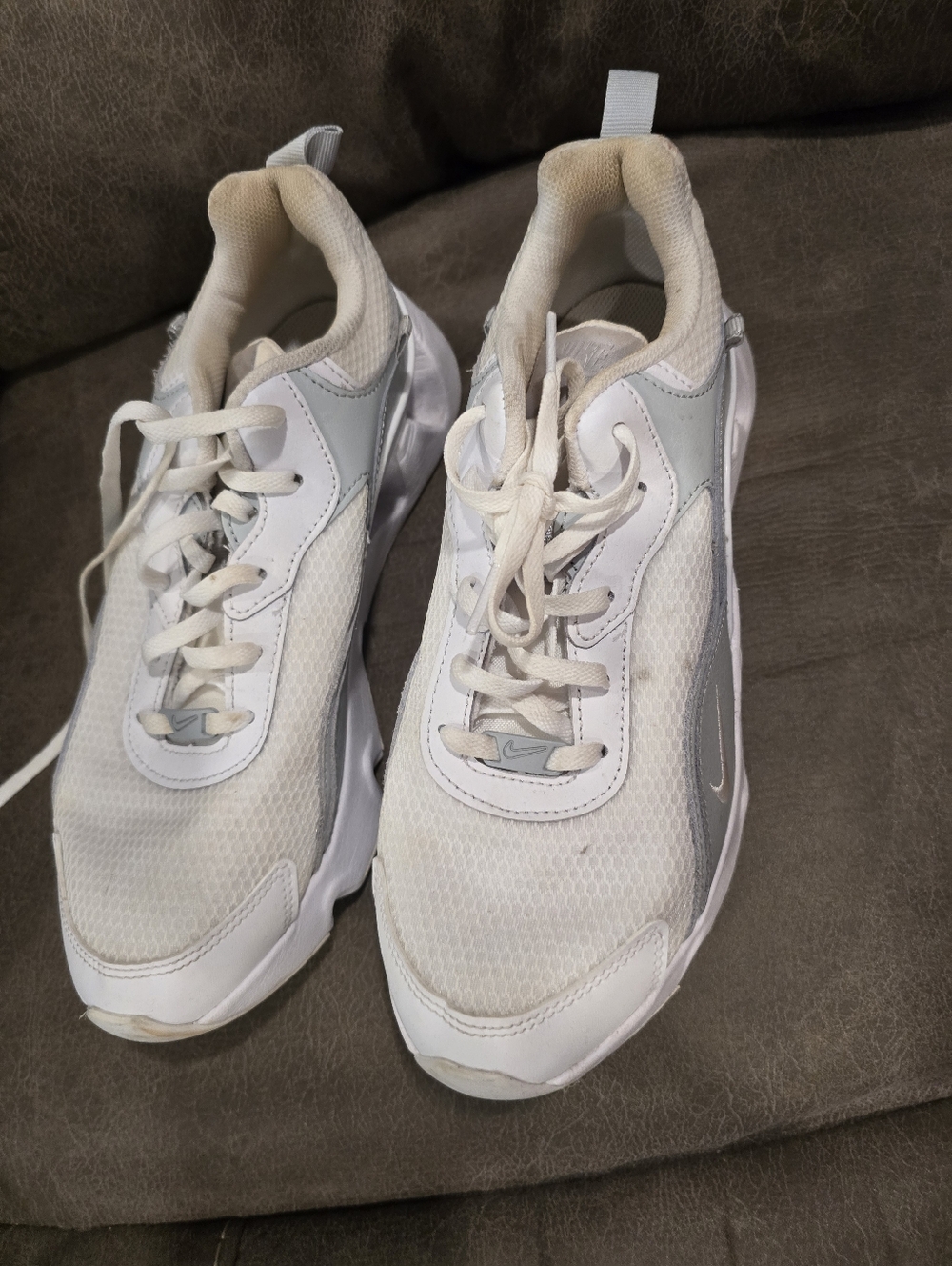 Nike White and Light Gray Athletic Sneakers